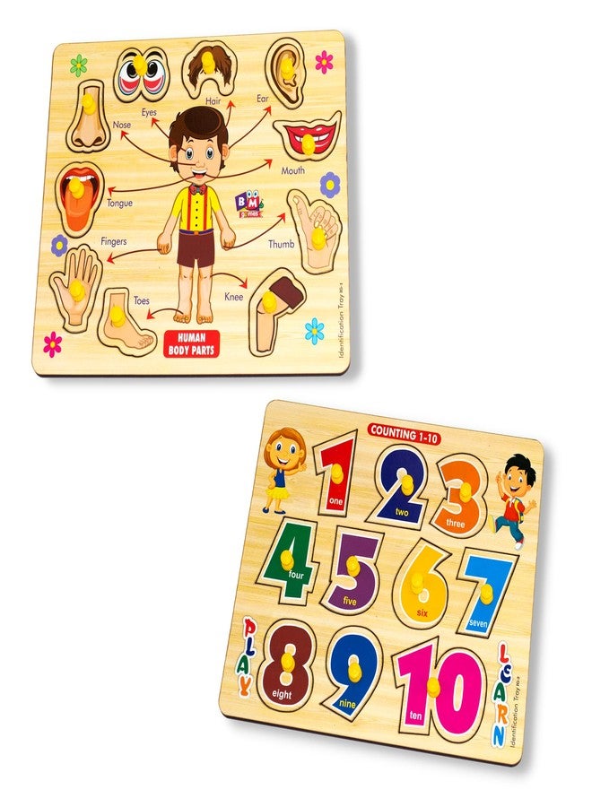 BuGBee Wooden Numbers Body Parts Toys for Kids Busy Board for Toddlers 1-3 Pre-School Puzzle Board Montessori Educational Learning Toys for Boys and Girls 2-3 Years - Image 1